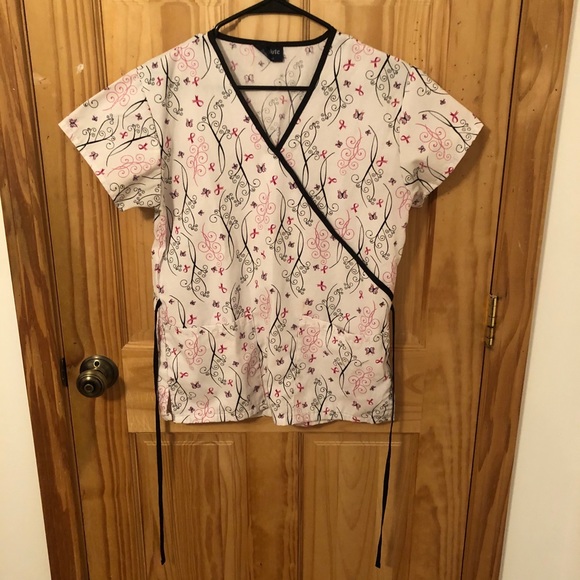 Pink Ribbon Scrub Top - Picture 2 of 8